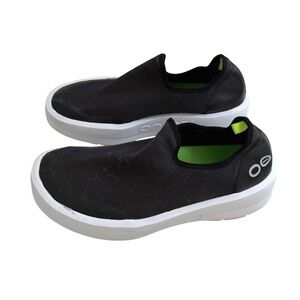 Oofos OOmg Low Shoe Black Comfortable White Recovery Slip On Sneakers W 8.5